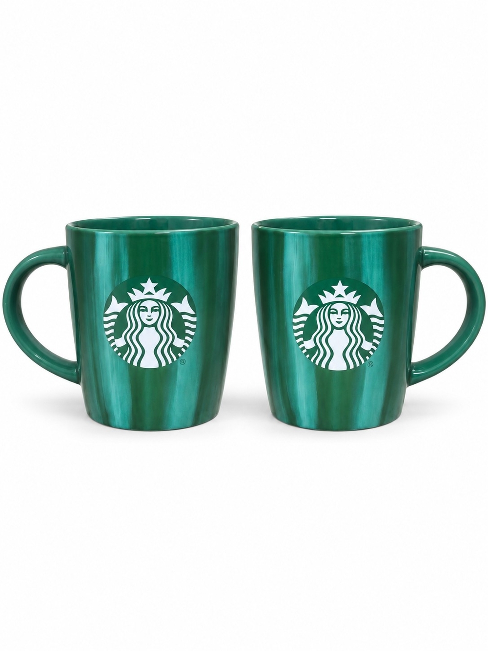 Starbucks Holiday 2022 Misty Emerald Marble 12 Oz Mugs Set of 2 New
